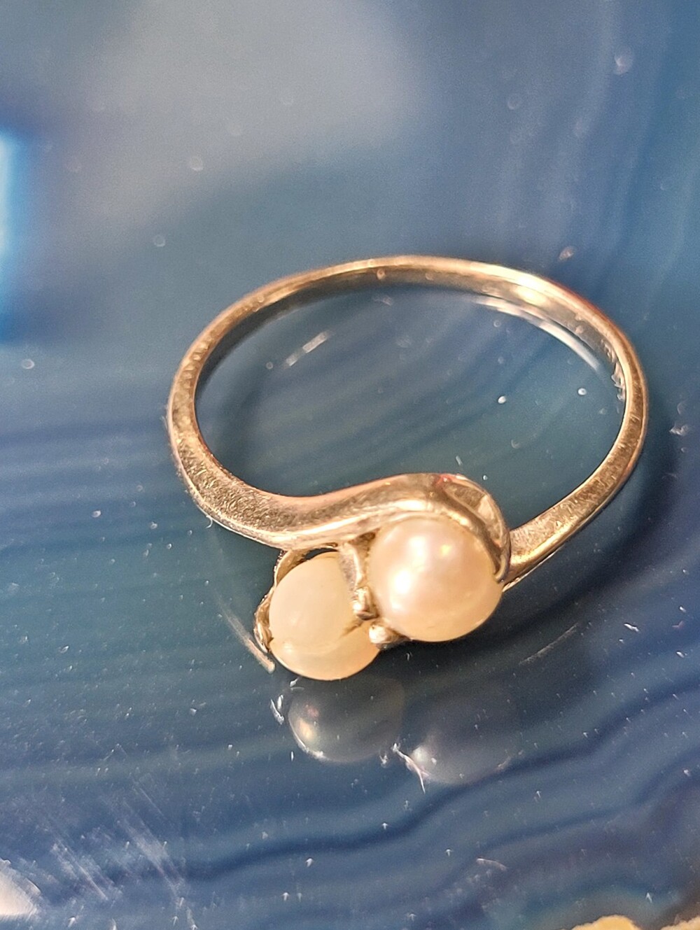 10k Classic Pearl Two-Stone white Gold Ring - White Pearls